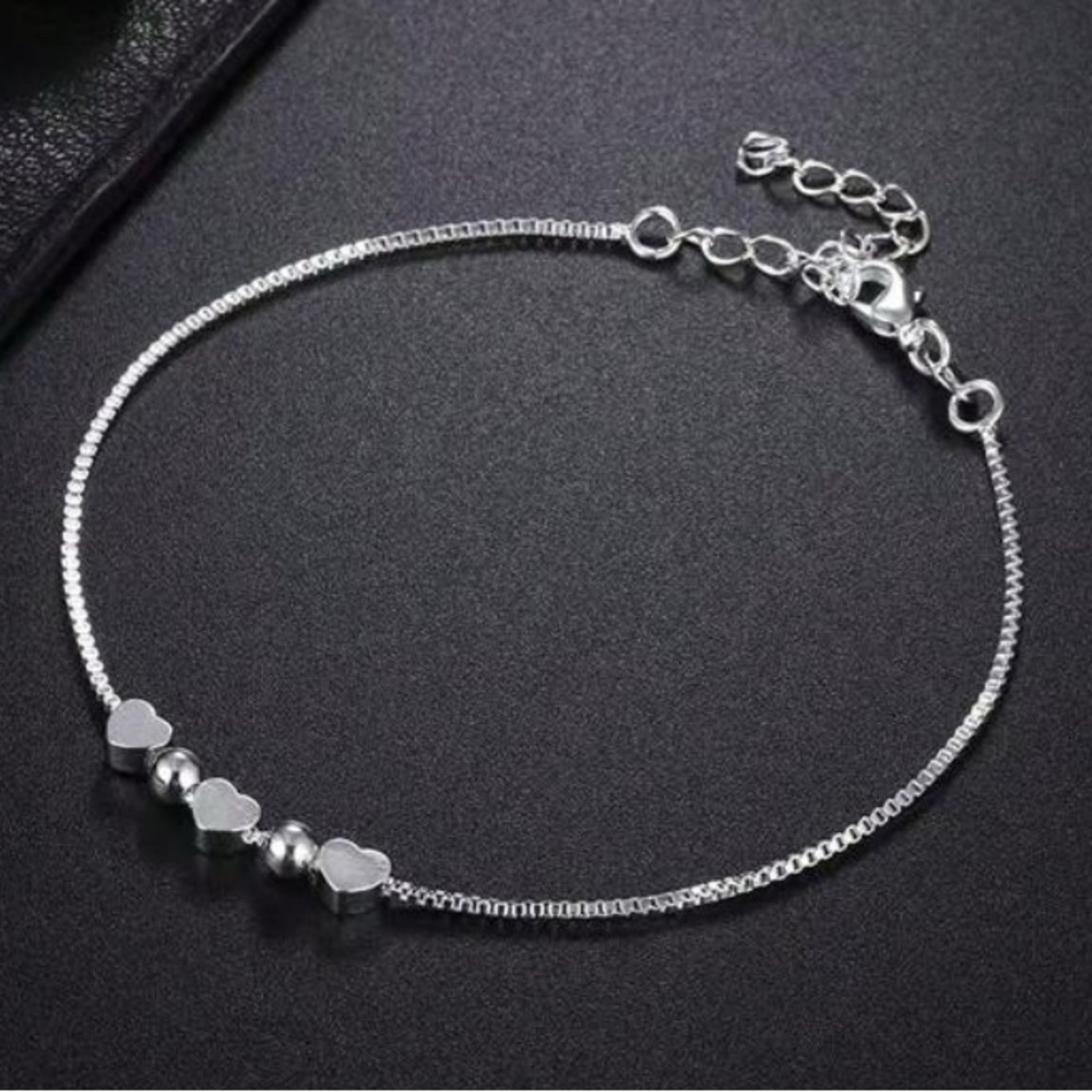 925 Silver Tiny Hearts Bracelet - image 1